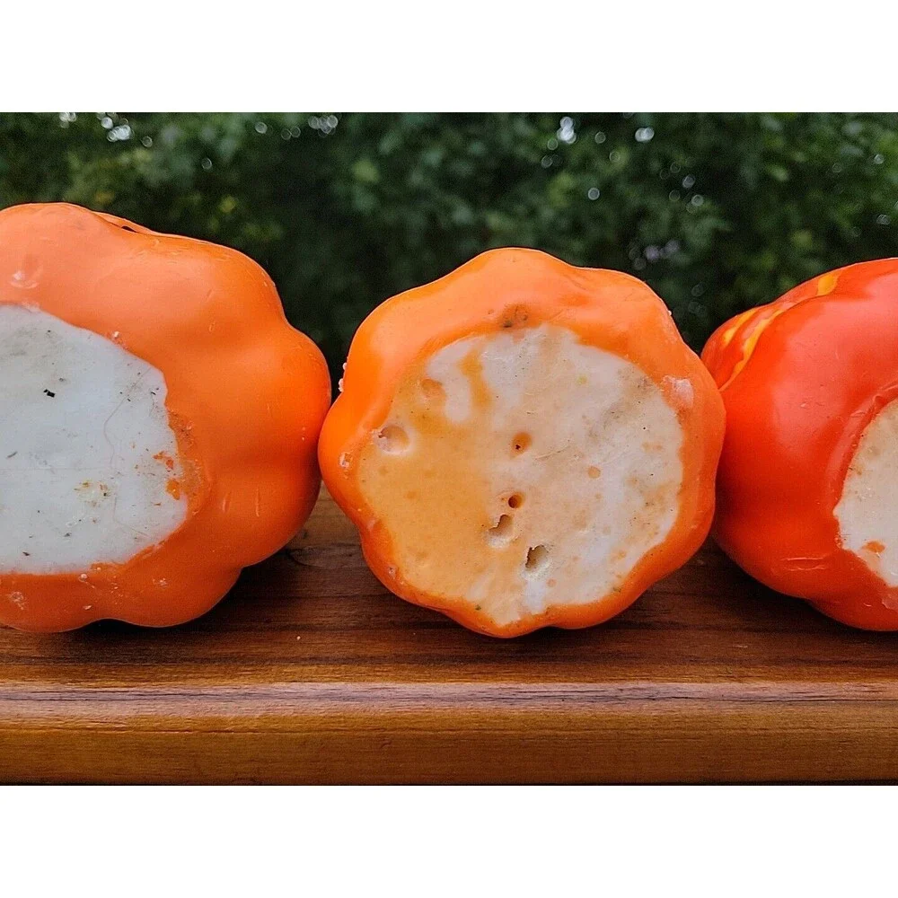 Lot of 4 Vintage Jack o Lantern Halloween Candle Pumpkin Goofy  Kitschy FLAW
